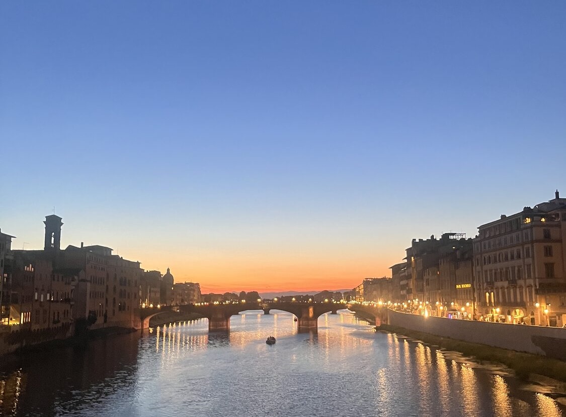 The Arno and Florence after sunset
