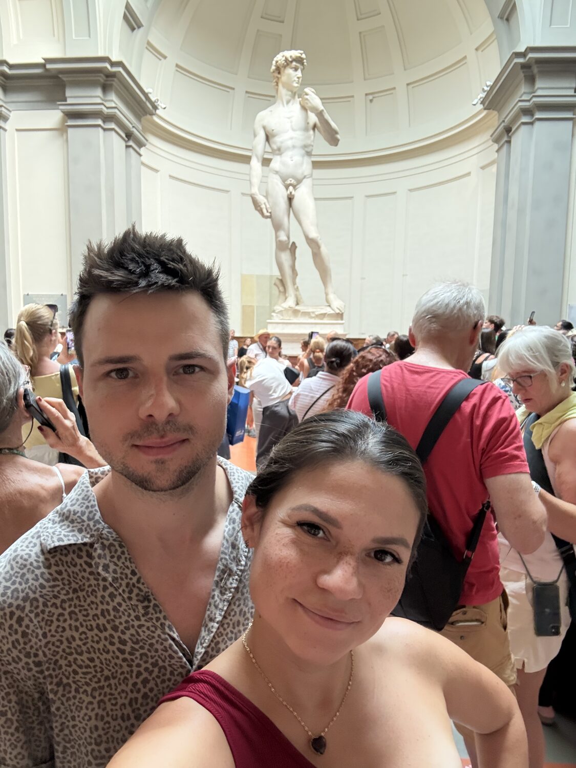 Francis and me with Michelangelo's David in the Accademia Gallery
