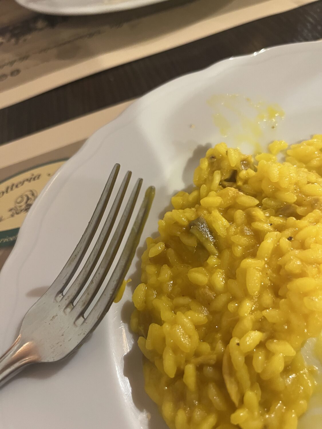 Risotto during dinner in Florence