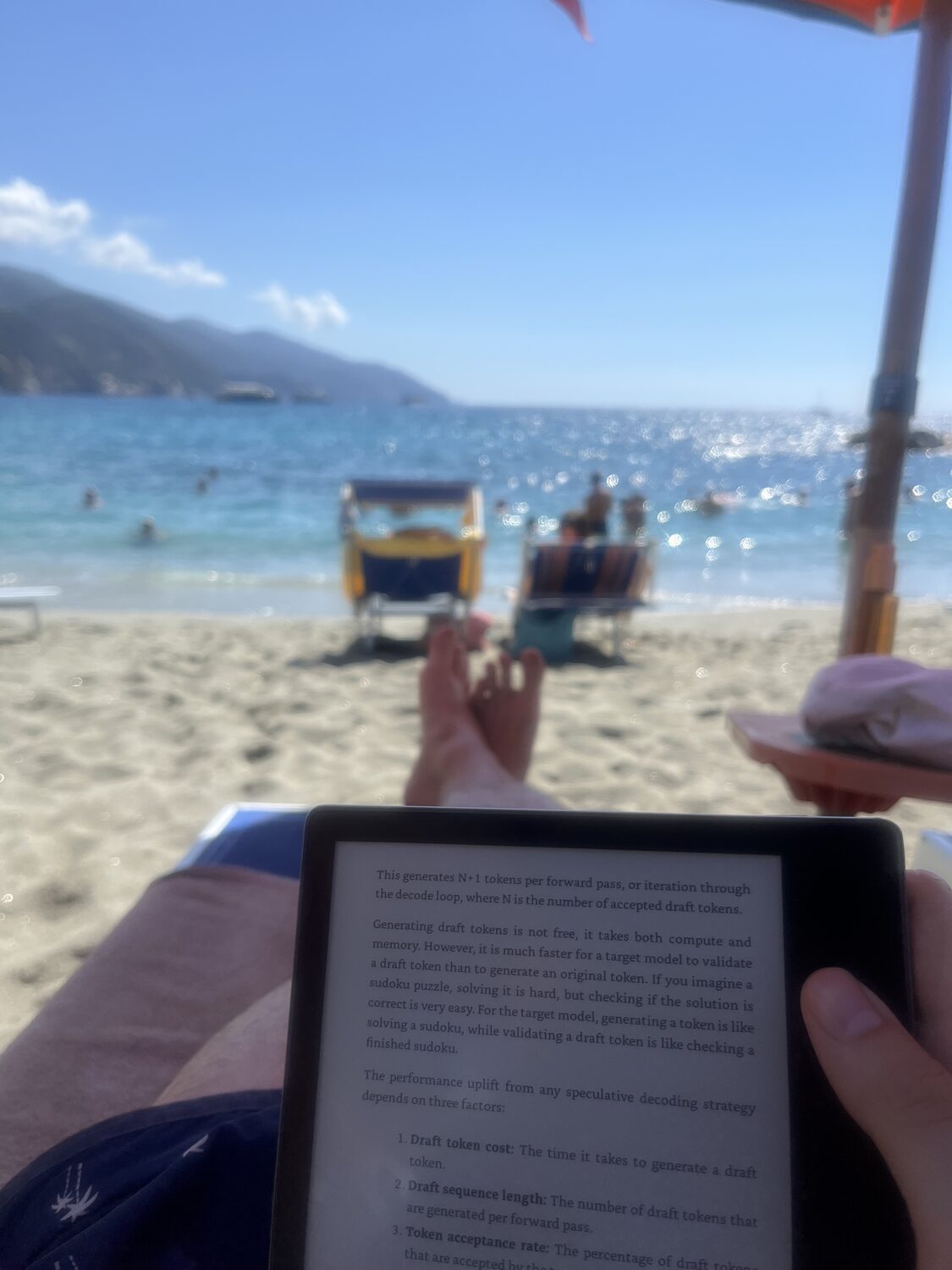 Reading beside the beach in Monterosso