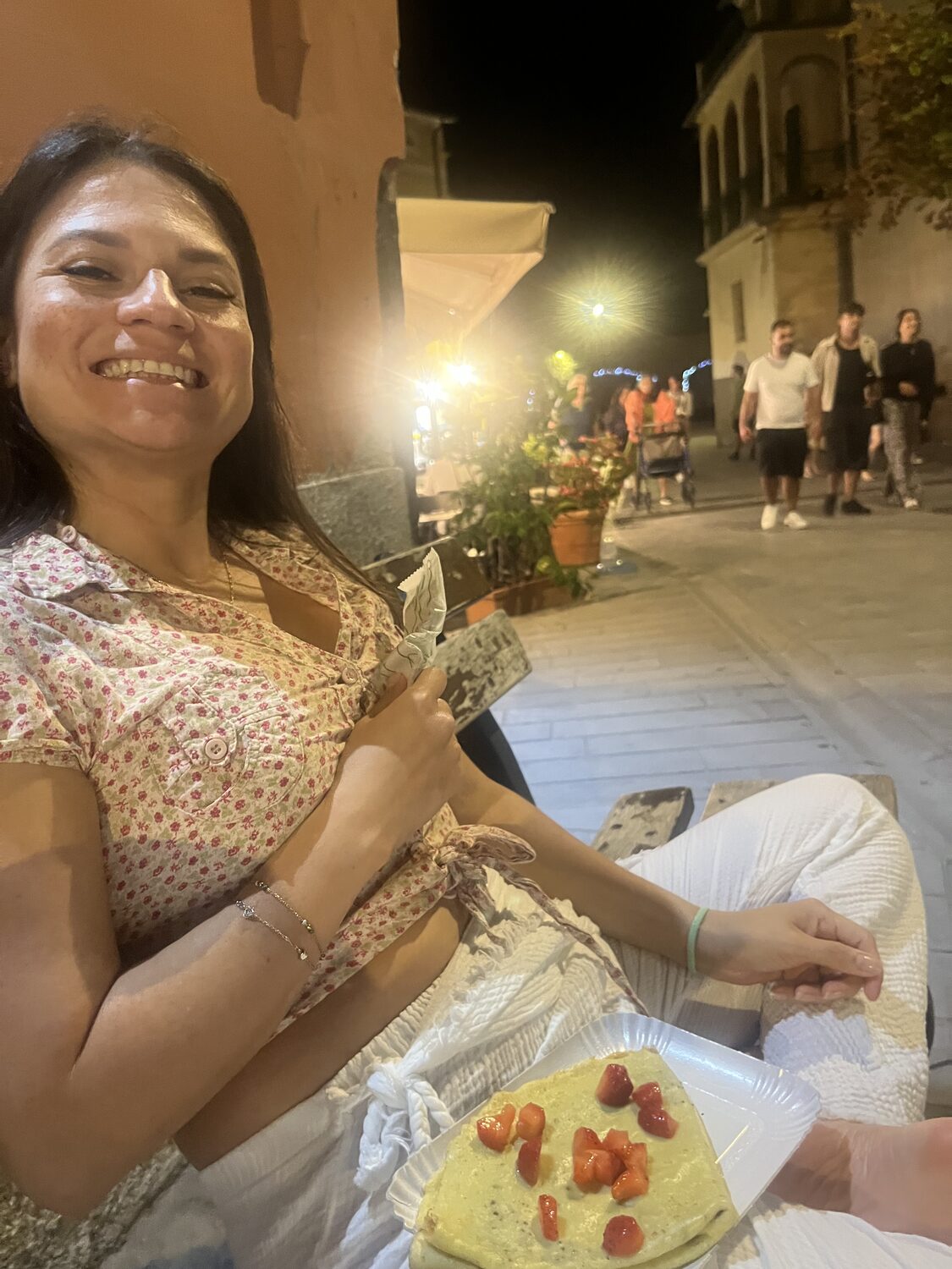 Relaxing outside after dinner in Monterosso
