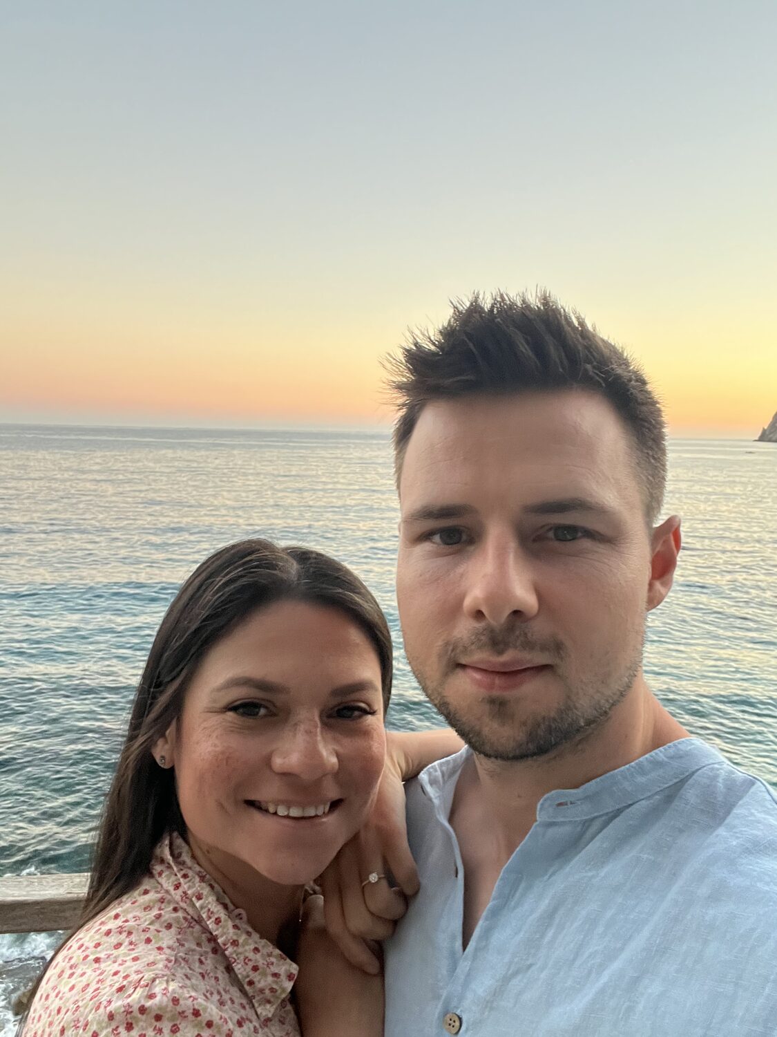 Francis and me above the sea at sunset in Monterosso