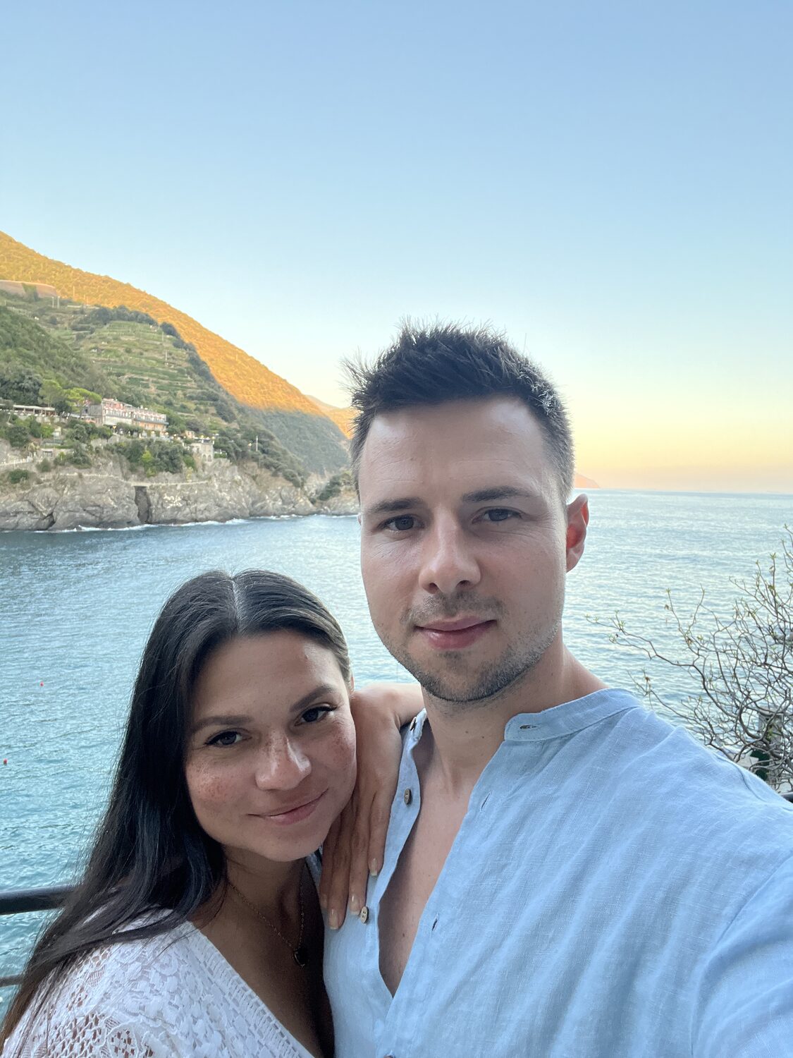 Francis and me overlooking the sea in Monterosso