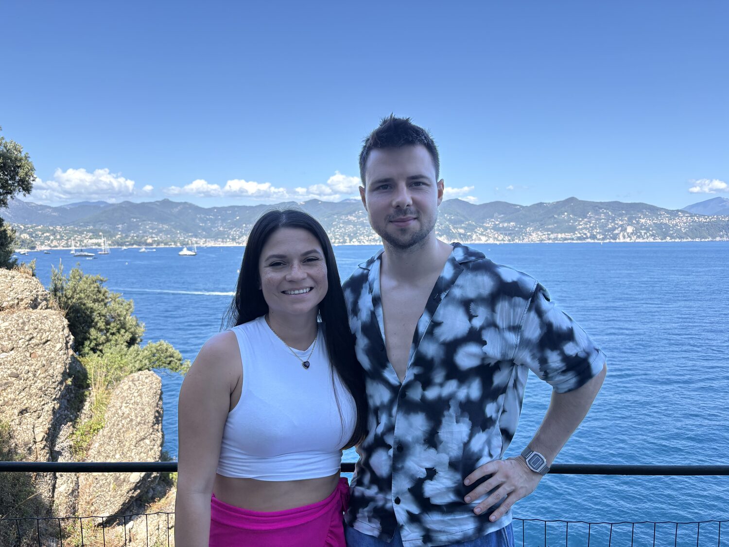 Francis and me at a coastal viewpoint near Portofino