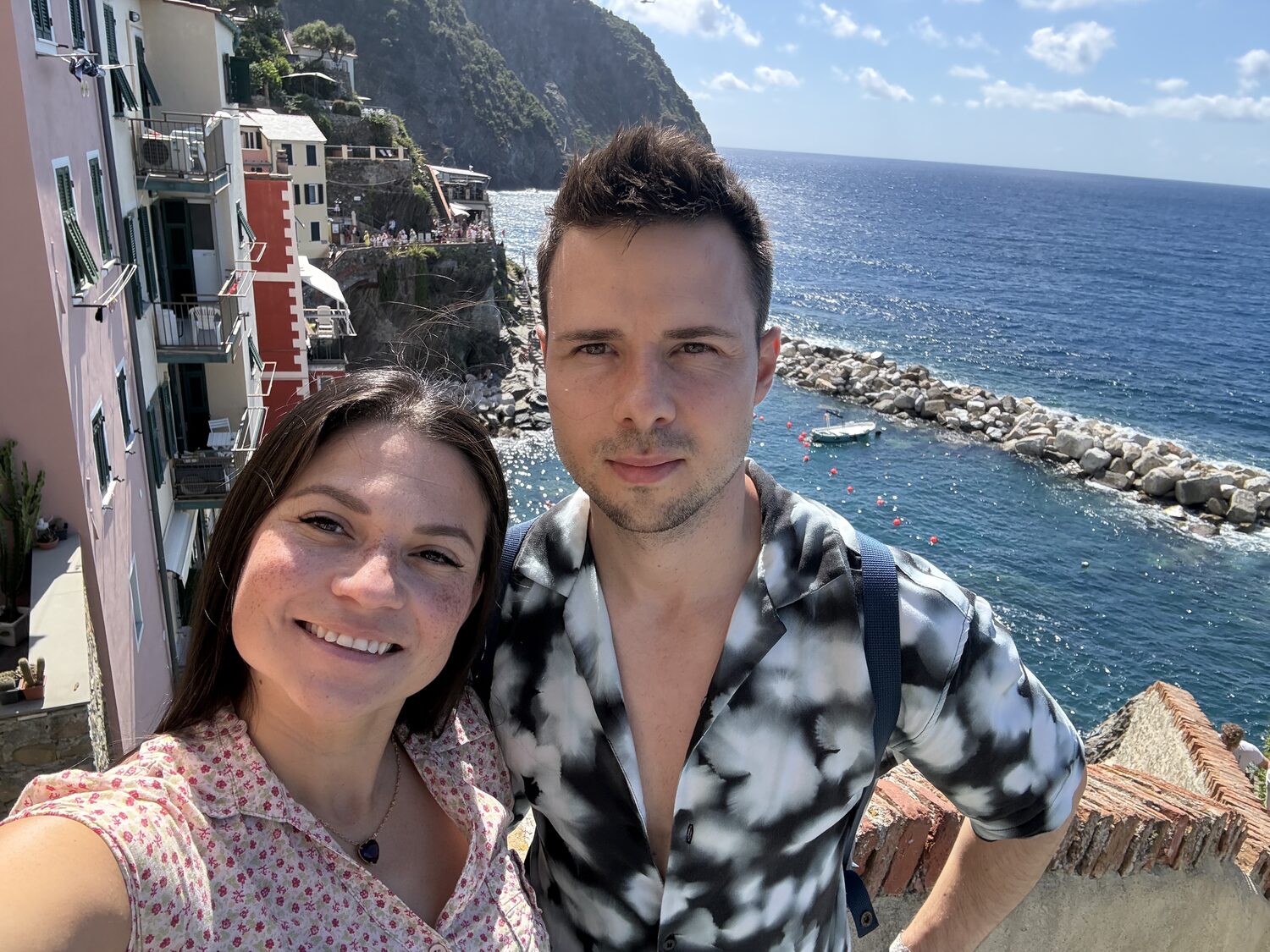 Francis and me overlooking the sea at Riomaggiore
