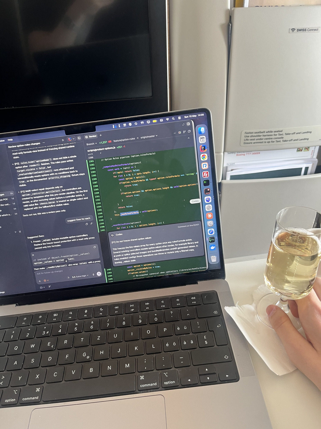 Coding with a glass of wine on the flight