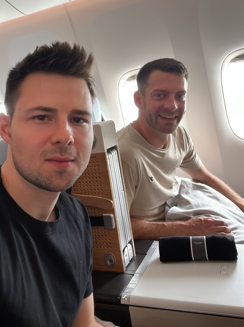 Business class selfie on the way to Tokyo