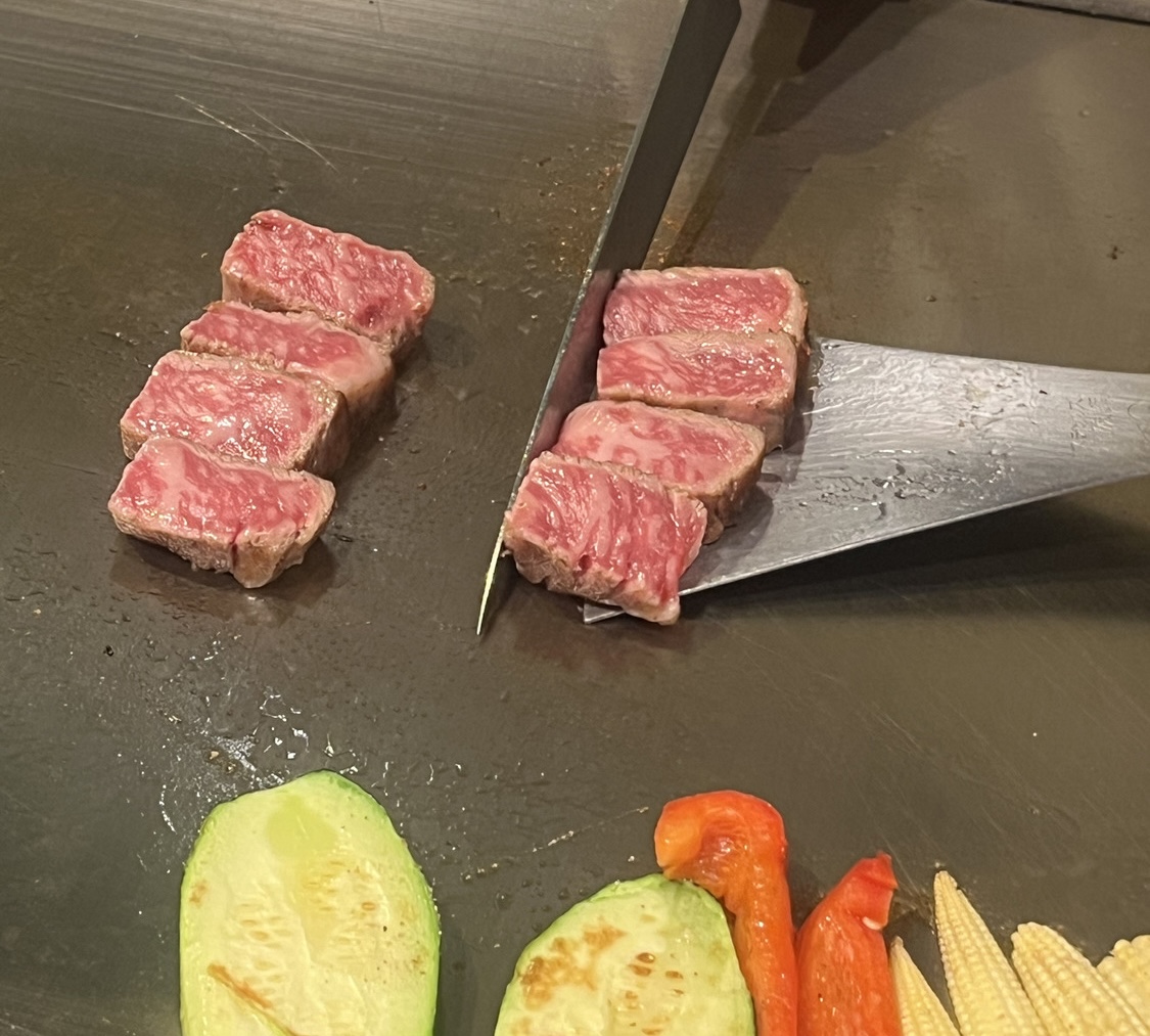 Kobe beef on the teppanyaki