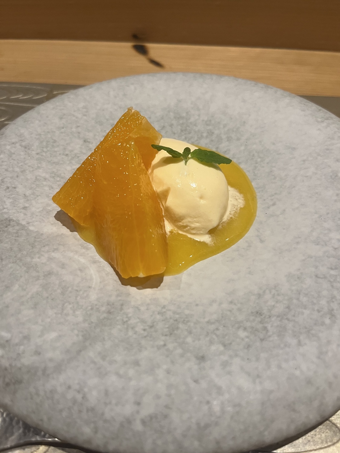 Orange and vanilla ice cream dessert
