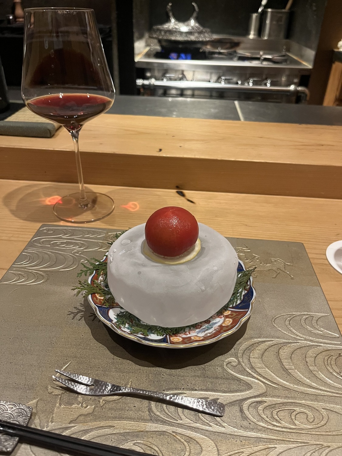 Tomato ice dome palate cleanser