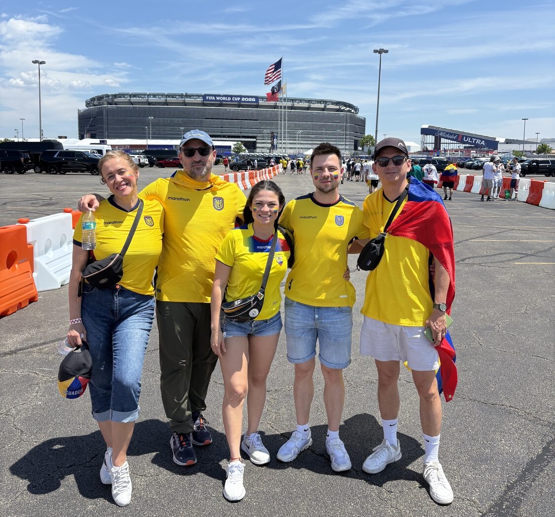 Group of Ecuador supporters outside MetLife Stadium