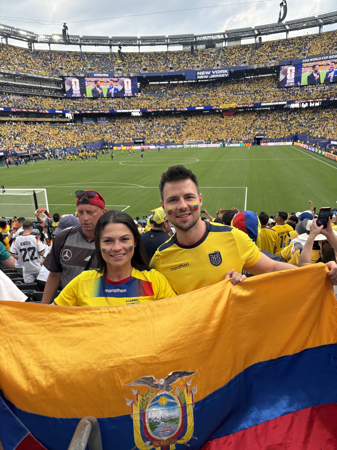 Ecuador flag inside the World Cup stadium